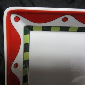FITZ & FLOYD STOCKING STUFFERS SQUARE SERVING DISH CHRISTMAS MOTIF